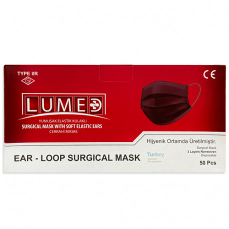 Lumed 3 Ply Disposable Face Mask, Black (50 pcs.)