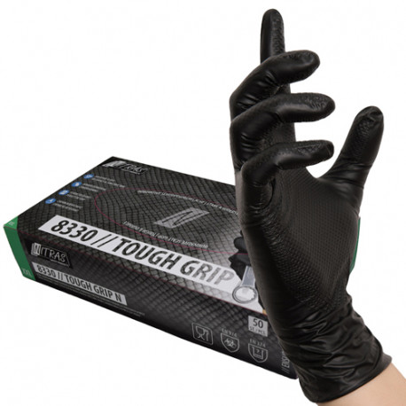 Nitras Nitrile Gloves Tough Grip, Black M (50 pcs.)