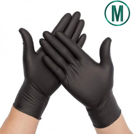 Intco Nitrile Gloves, Black, M size (100 pcs.)
