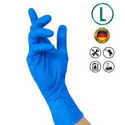 Nitras нитриловые перчатки Tough Grip, синие L (50 шт.)