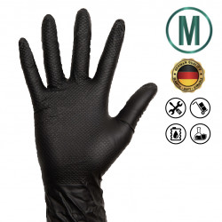 Nitras Nitrile Gloves Tough Grip, Black M (50 pcs.)