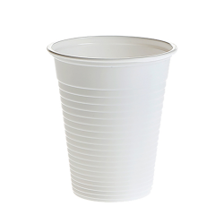 Plastikiniai vienkartiniai puodeliai balti, 180 ml