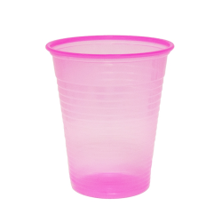 Plastikiniai vienkartiniai puodeliai rožiniai, 180 ml