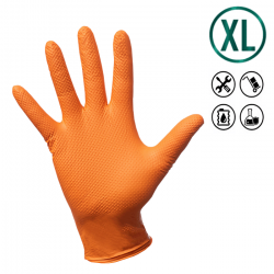 Emka nitrilinės pirštinės, max grip , XL dydis oranžinės, 90vnt