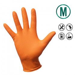 Emka nitrile gloves, max grip, size M orange, 100 pcs