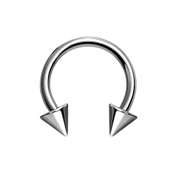 Septum titanium earring horseshoe shape with cone tips, 8 mm