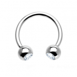 Septum titanium horseshoe-shaped earring with crystal eyes, 8 mm