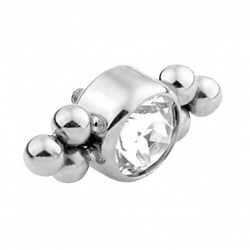 Titanium earring tip with zirconium eyelet and metal balls