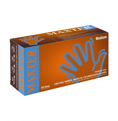 Maxter nitrile gloves, max grip, orange L size 100 pcs