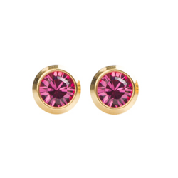 B&Y sterile gold earrings with pink diamond, size S, 3mm