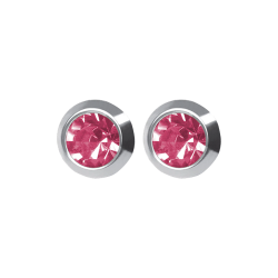 B&Y sterilūs sidabriniai auskarai su rožinėmis akutėmis, S dydis, 3mm