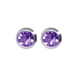 B&Y sterile silver earrings with purple eyelet, size S, 3mm