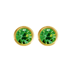 Gold earrings with an emerald eyelet, size S, 3mm