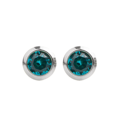 B&Y sterile silver earrings - with blue zircon, size S, 3mm