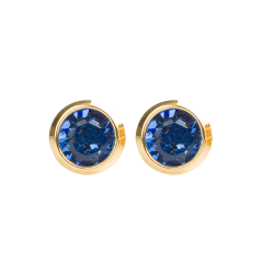 B&Y sterilūs auksiniai auskarai - su mėlynuoju cirkonio akute, S dydis, 3mm