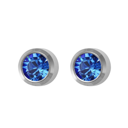 B&Y sterile silver earrings - with sapphire eyelet, size S, 3mm
