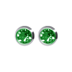 B&Y sterile silver earrings with an emerald eyelet, size S, 3mm