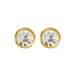 B&Y sterile gold earrings - with crystal eyelet, size M, 4mm