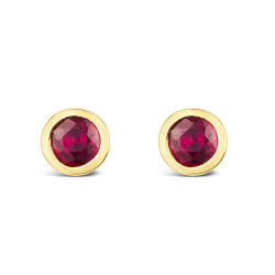 B&Y sterile gold earrings with a ruby eye, size S, 3mm