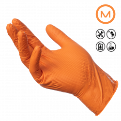 Maxter nitrile gloves, max grip, orange M size 100 pcs