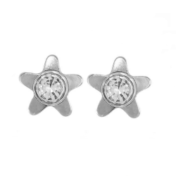 B&Y sterilūs sidabriniai auskarai - su krištolo žvaigždute, S dydis, 3mm