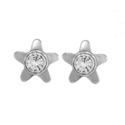 B&Y sterile silver earrings - with crystal star, size M, 4mm