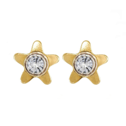 B&Y sterile gold earrings - with crystal star, size L, 5mm