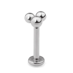 Titaninis auskaras su plokštele - tys burbuliukai, sidabras  1.2*8*3mm 0386