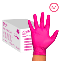 Nitrile nitrilinės pirštinės rožinė, M dydis 100vnt