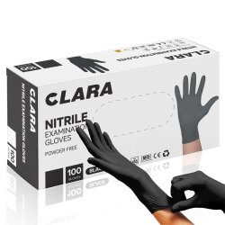 Clara nitrilinės pirštinės juoda, S dydis 100vnt