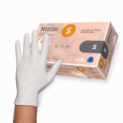 Nitrile nitrilinės pirštinės baltos, S dydis 100vnt