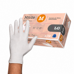 Nitrile nitrilinės pirštinės baltos, M dydis 100vnt
