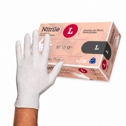 Nitrile nitrilinės pirštinės baltos, L dydis 100vnt