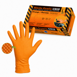 Nitrile GRIP nitrilinės pirštinės orandžinės, L dydis 50vnt